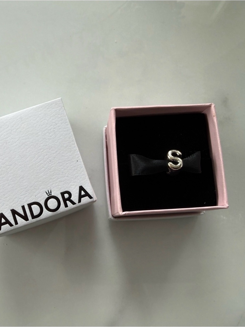 Pandora Silver 'S' Initial Charm new in box